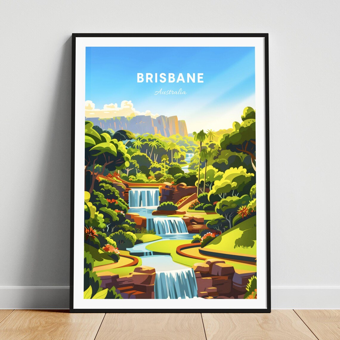 Brisbane Australia Waterfall Gardens Lush Park Nature Scene Poster