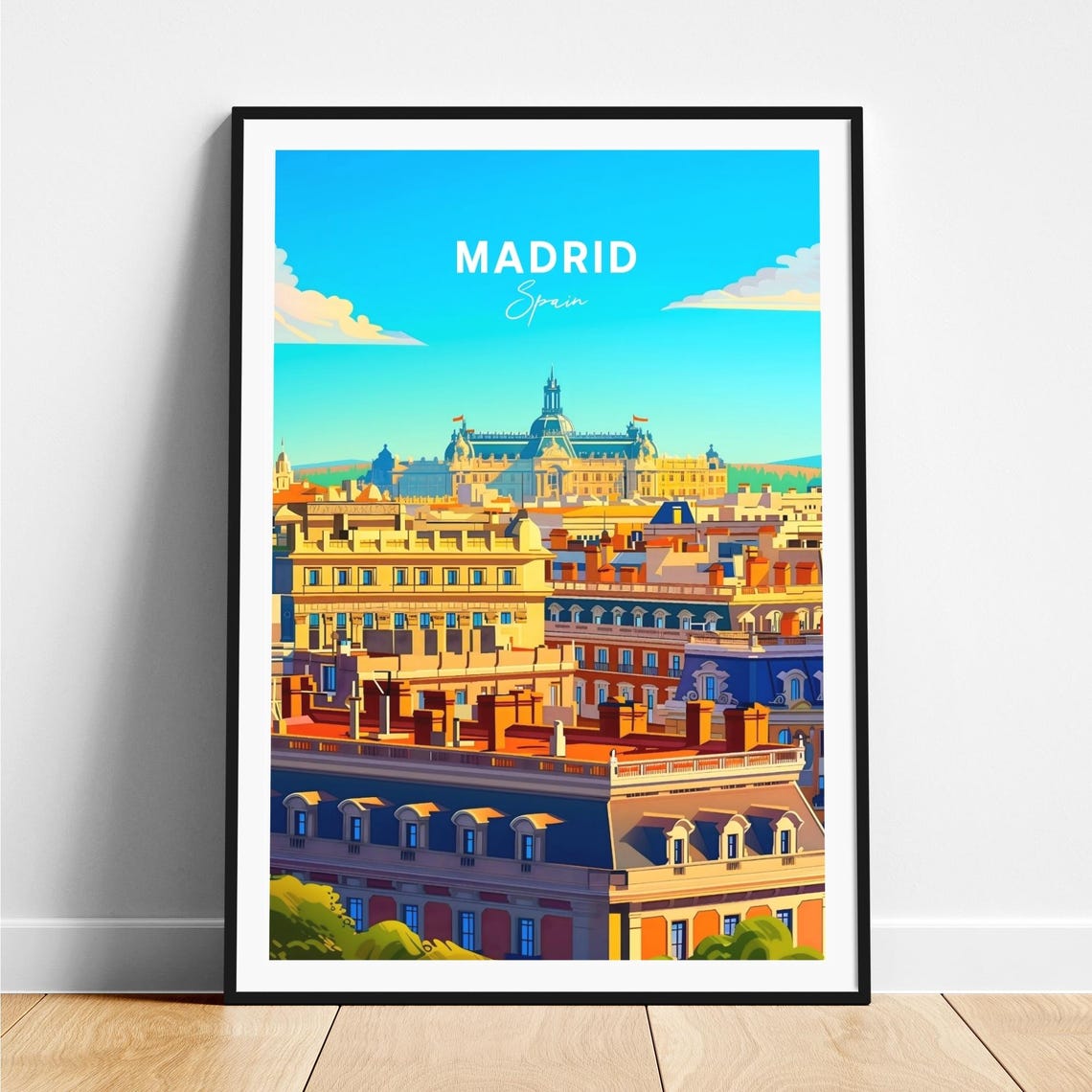 Madrid Spain Sunny Rooftop Panorama Grand Dome Building Poster
