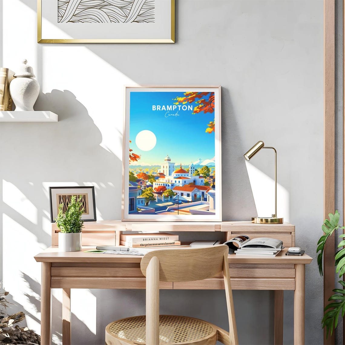 Brampton Canada Hillside Domed Skyline Autumn Sun Glow Poster - Image 4
