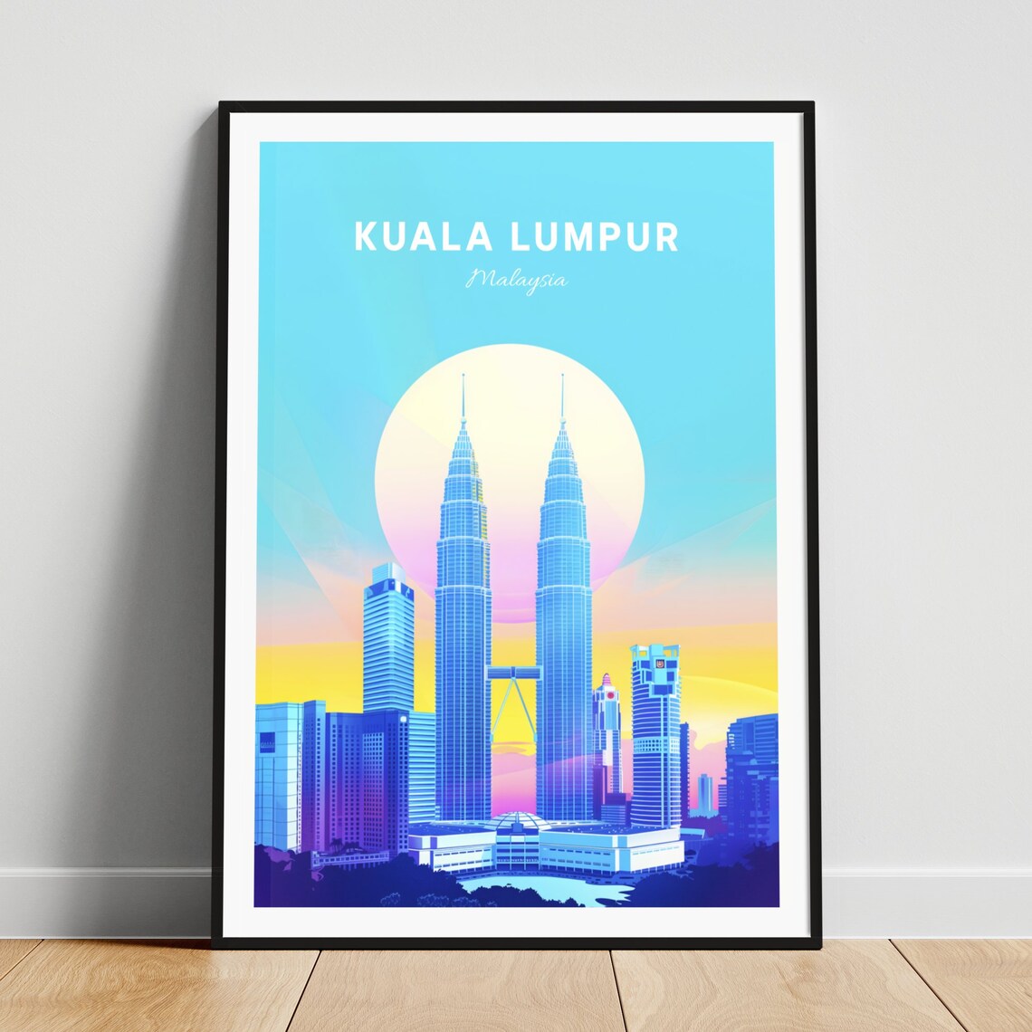 Kuala Lumpur Malaysia Petronas Twin Towers Sunset Skyline Poster