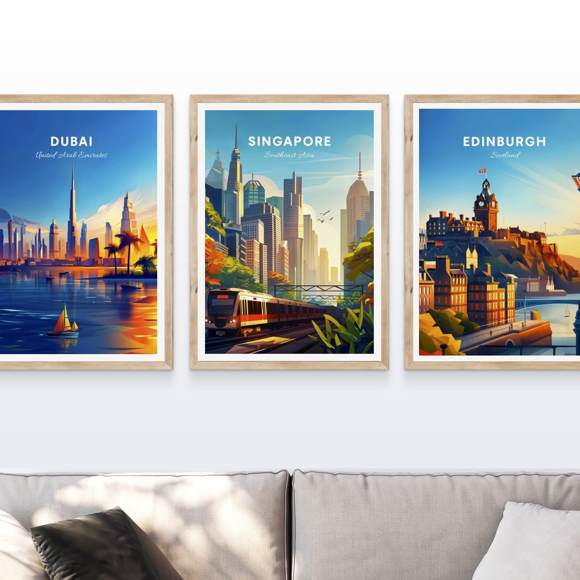 Singapore City Skyline MRT Train Modern Downtown Vintage Travel Poster - Image 4