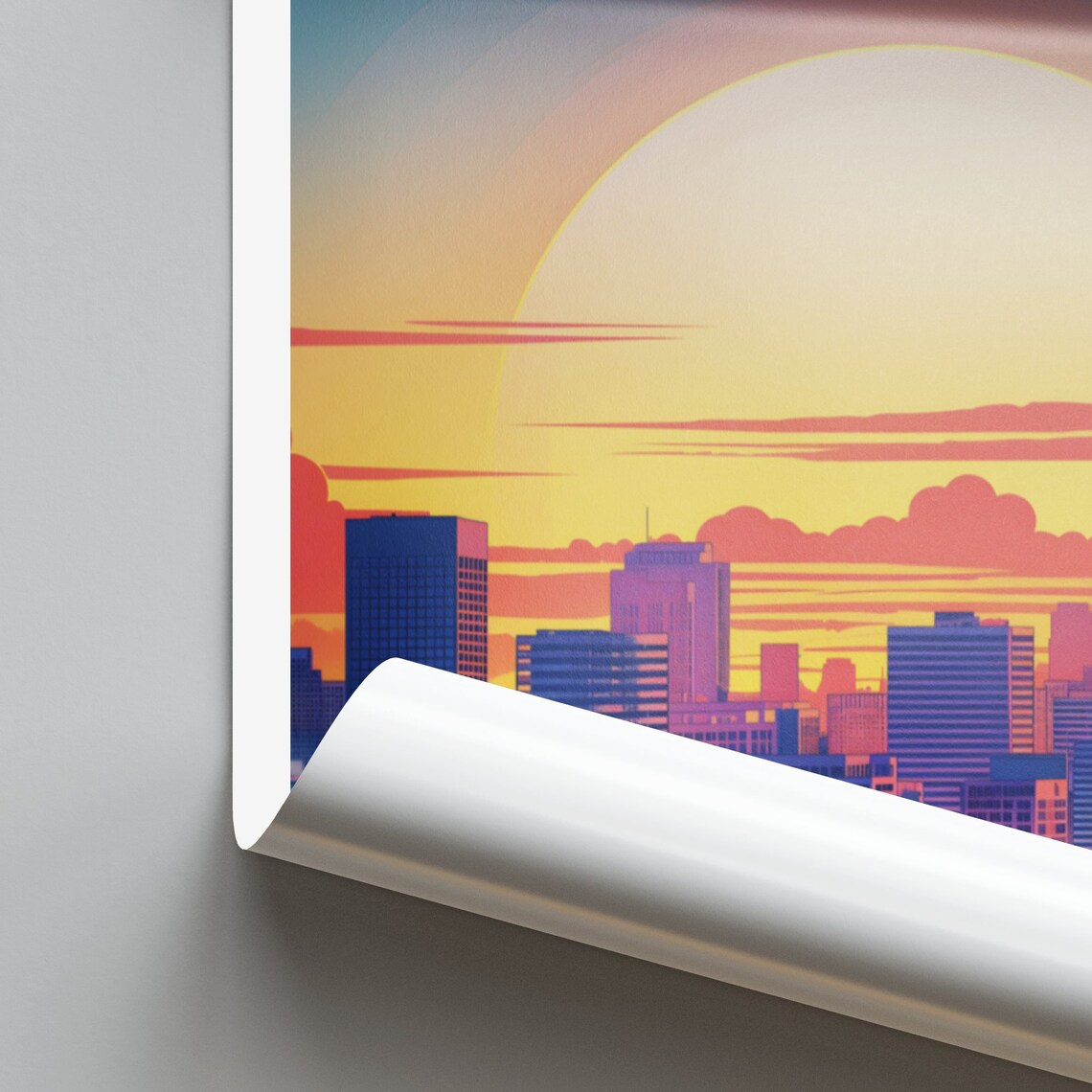 Des Moines City Skyline Sunset Over Downtown Iowa Travel Poster - Image 2