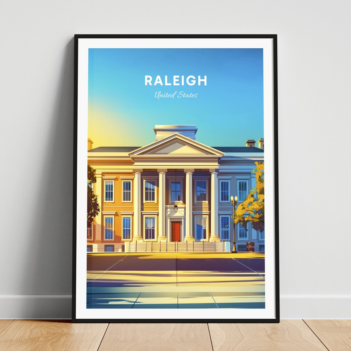 Raleigh North Carolina Neoclassical Landmark Golden Hour Poster