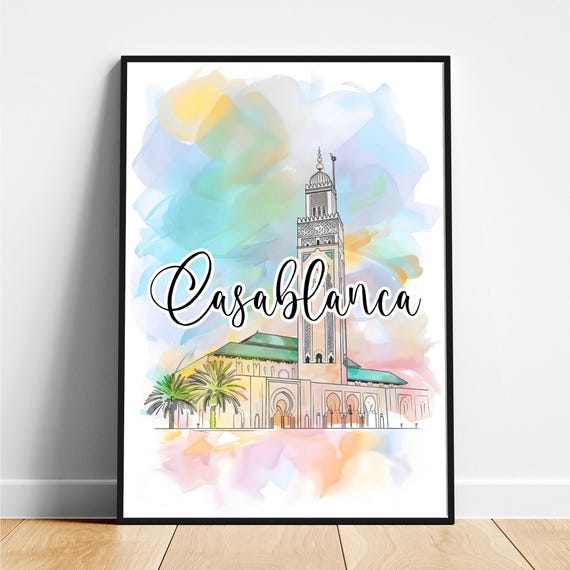 Casablanca Travel Print Morocco Poster Modern