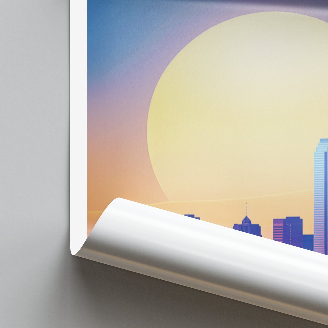 Oklahoma Skyline Big Sun Blue Sky Minimal Colorful Travel Poster - Image 2