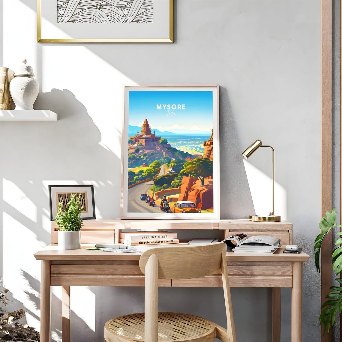 Mysore India Hilltop Temple and Winding Mountain Road Poster - Image 4