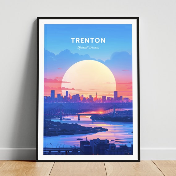 Trenton Travel Print Us Travel Poster Trenton Poster Trenton New Jersey Poster Personalized Gift Wedding Gift Custom Text