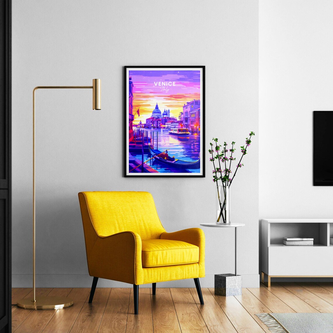 Venice Italy Grand Canal Sunset Gondola Twilight Travel Poster - Image 2