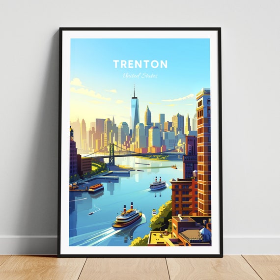 Trenton Travel Print Us Travel Poster Trenton Poster Trenton New Jersey Poster Personalized Gift Wedding Gift Custom Text