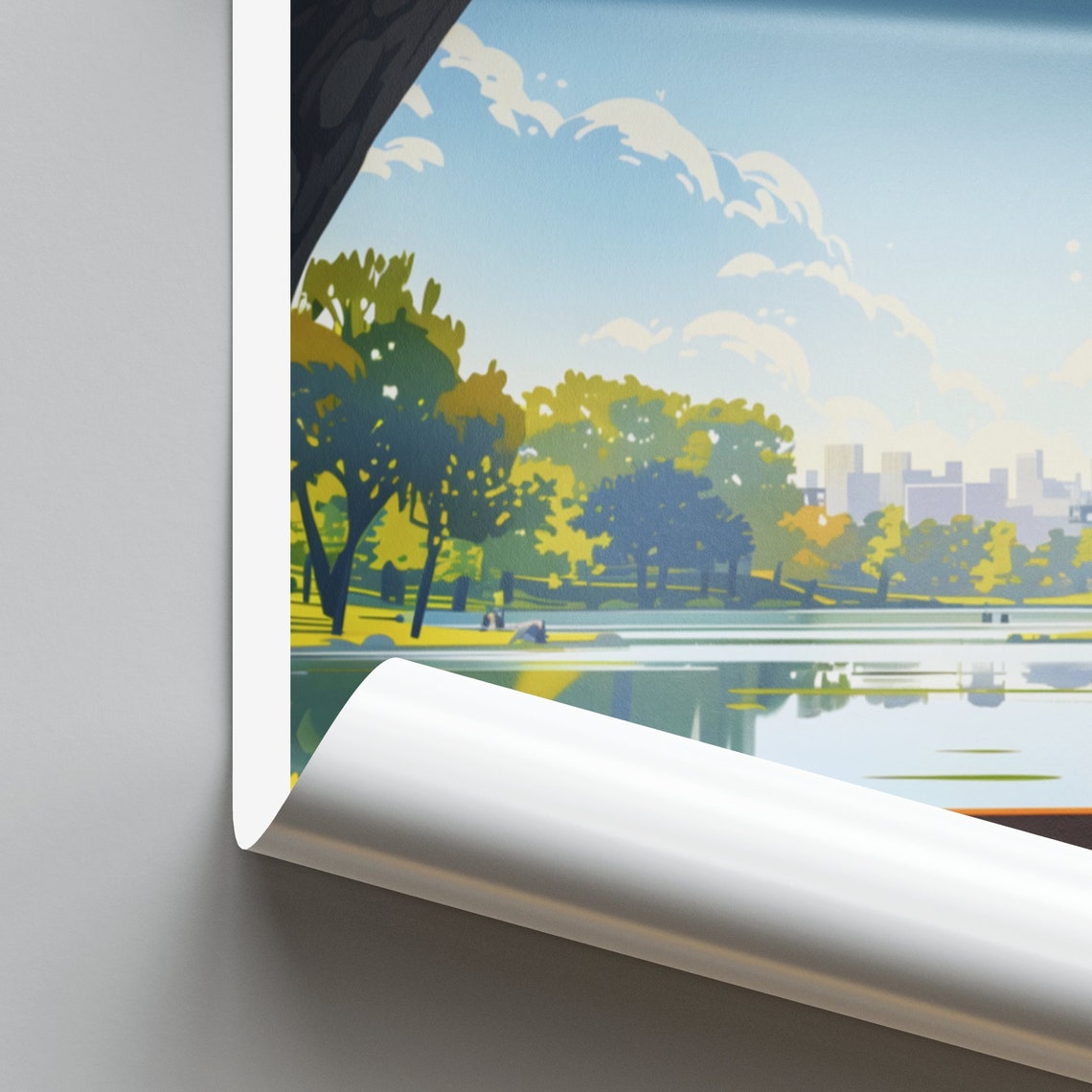 Des Moines Park Bench Beside the Calm Lake Summer Travel Poster - Image 2