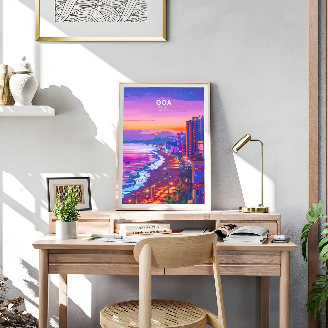 Goa India Coastal City Night Purple Sunset Beach Lights Travel Poster - Image 4