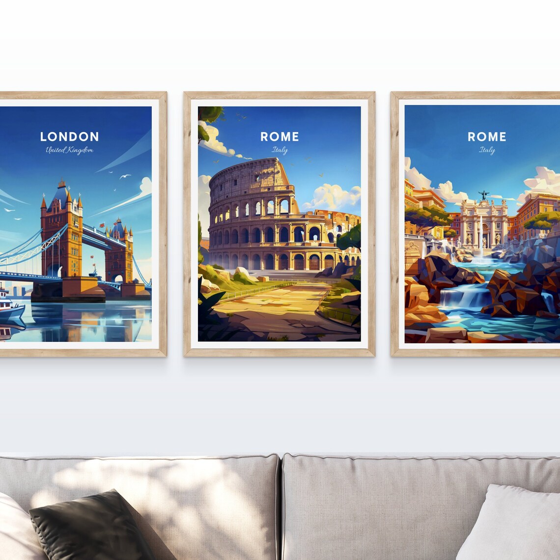 Rome Italy Colosseum Ancient Landmark Illustration Art Poster - Image 3
