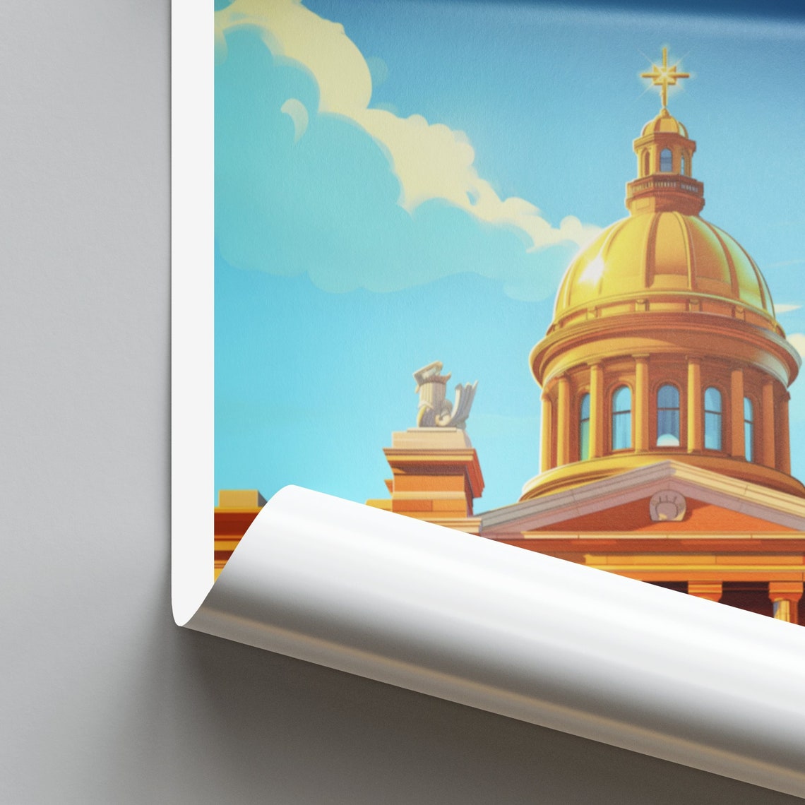 Des Moines Iowa State Capitol Golden Dome Steps Travel Poster - Image 2
