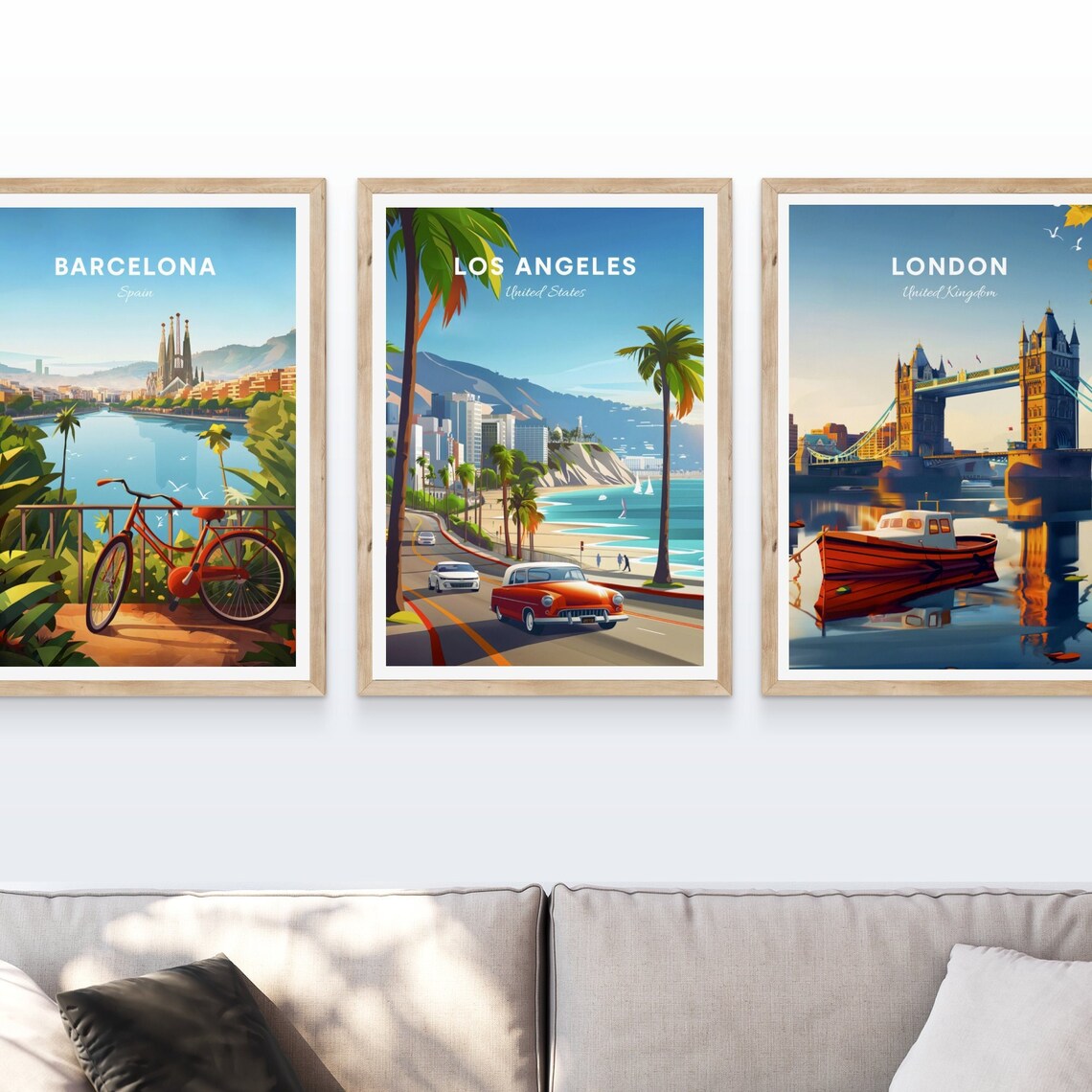 Los Angeles USA Coastal Highway Classic Car Palm Beach Travel Poster - Image 4