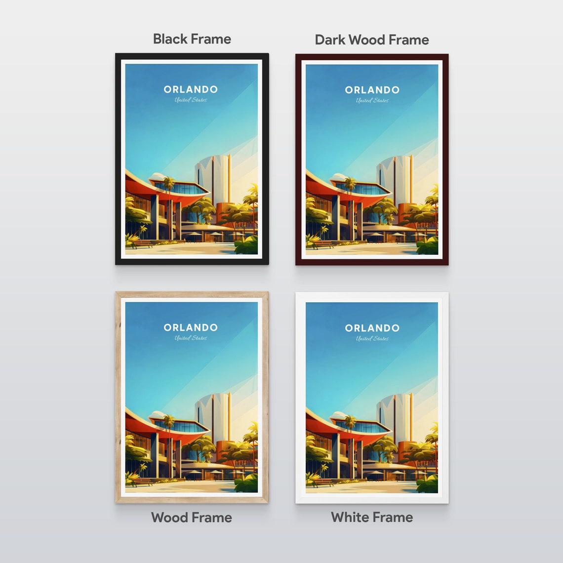 Orlando Modern Resort Architecture Red Roofs Vintage Travel Poster - Image 2