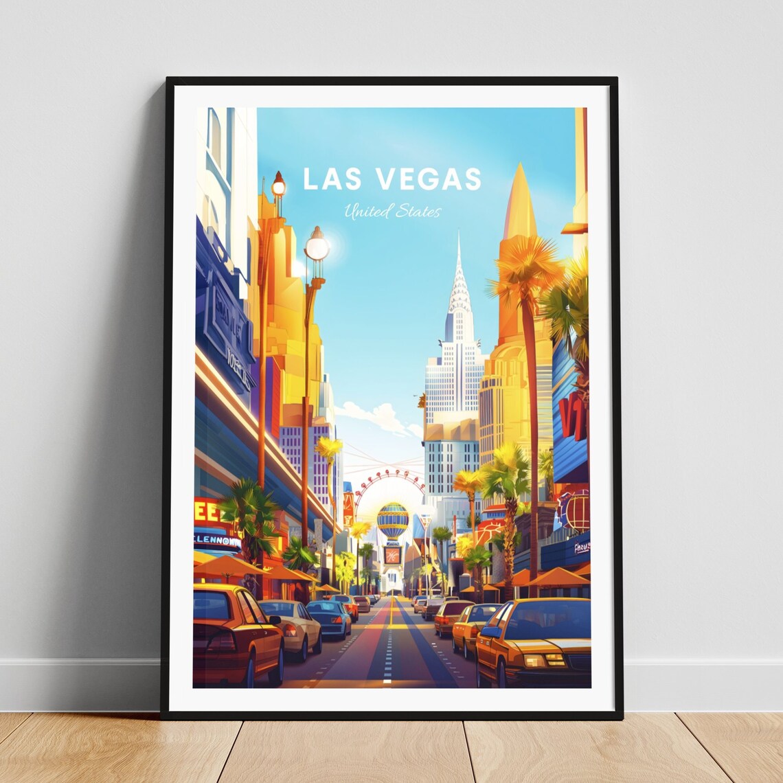 Las Vegas Nevada Daytime Boulevard Towers Wheel Scene Poster