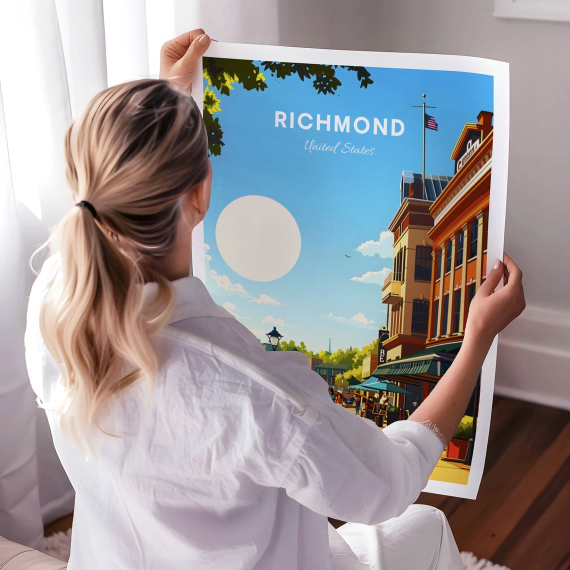 Richmond Canal Walk Waterfront Promenade on a Sunny Day Poster - Image 3