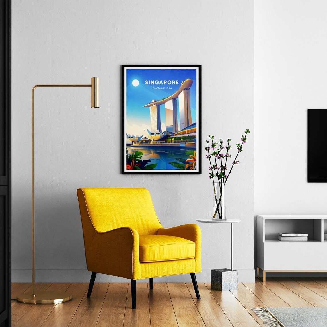 Singapore Marina Bay Sands Towers Skypark Bay Vintage Travel Poster - Image 3