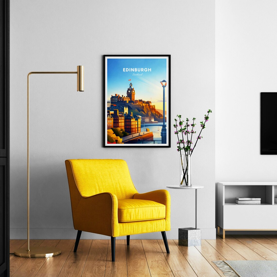 Edinburgh Scotland Castle Rock Sunset Fortress City Glow Travel Poster - Image 3