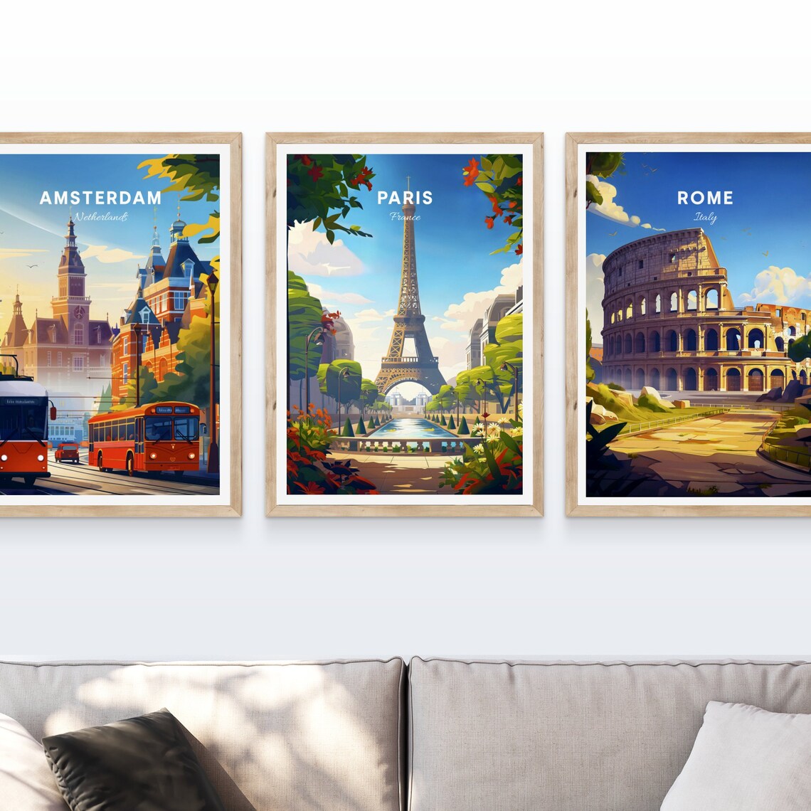 Paris France Eiffel Tower Garden Fountain Bright Sunny Day Poster - Image 3