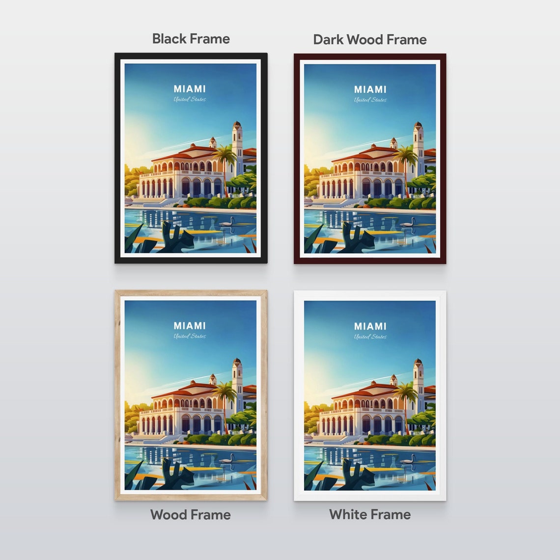 Miami Tropical Mediterranean Villa Swan Lake Garden Retreat Poster - Image 2