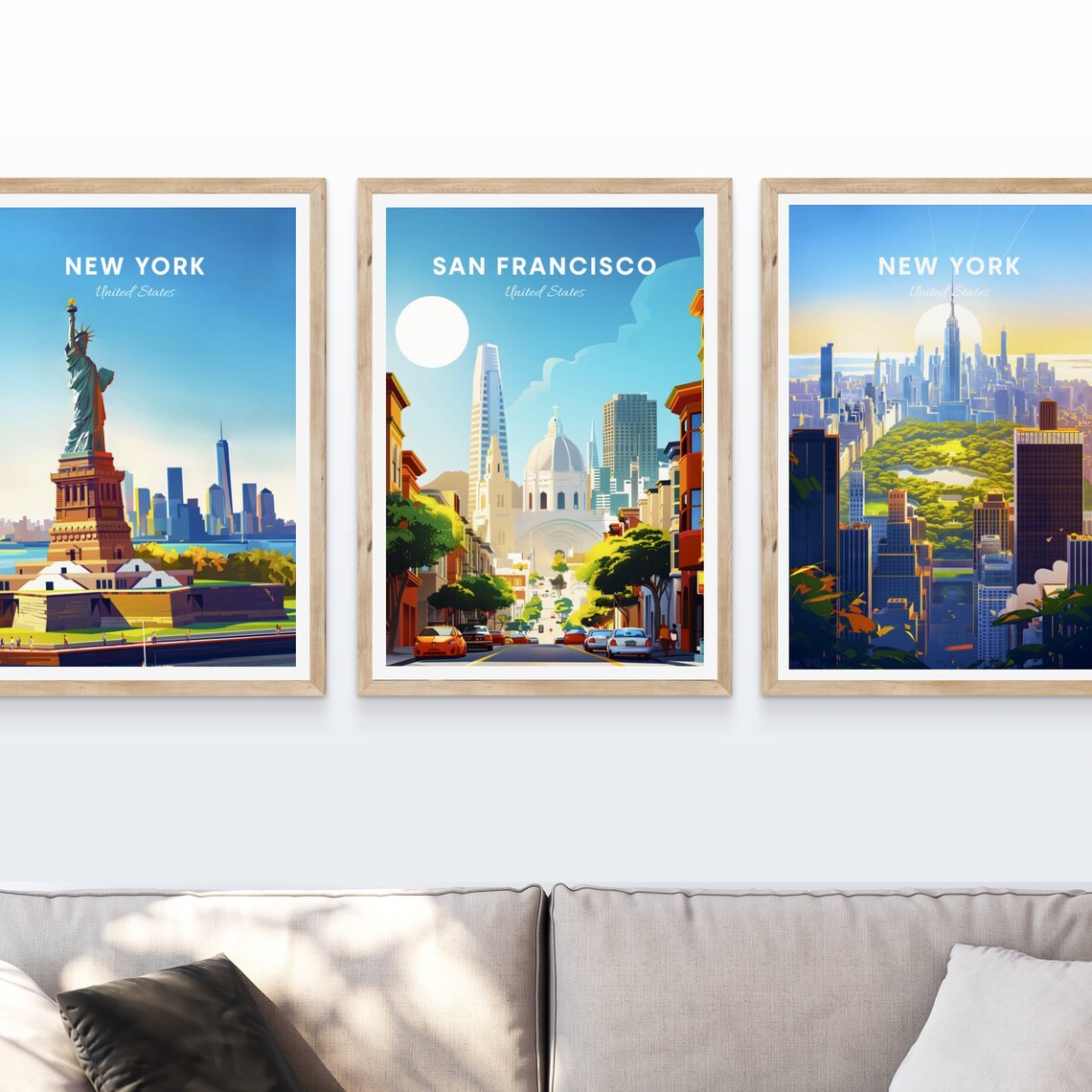 San Francisco California Downtown Street Skyline Sun Scene Poster - Image 3