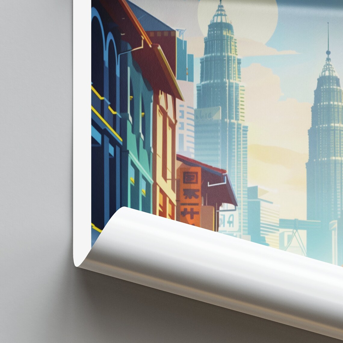Kuala Lumpur Malaysia Chinatown Street Twin Towers Travel Poster - Image 2