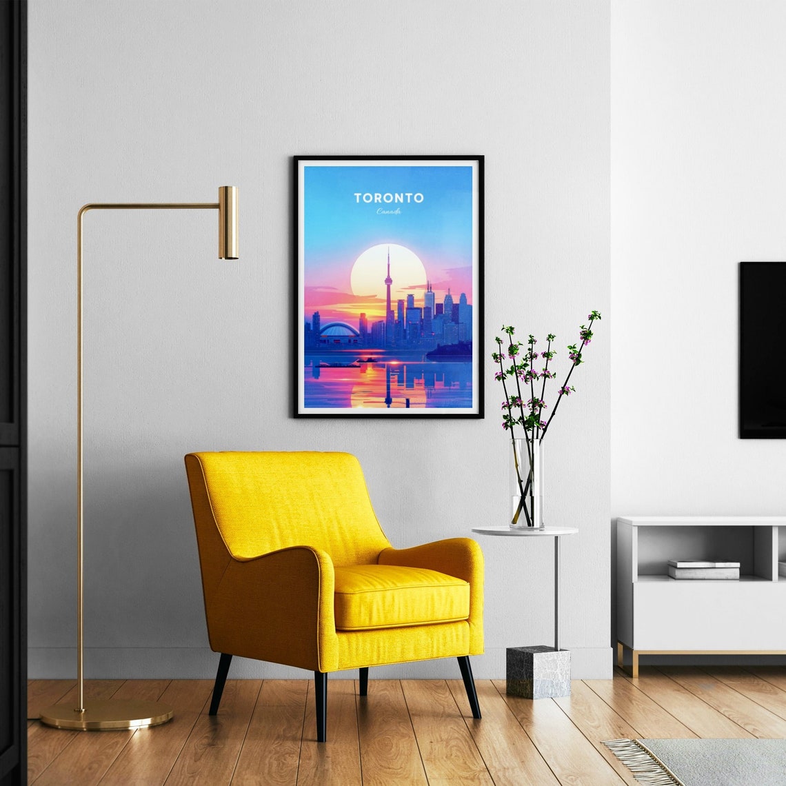 Toronto Canada CN Tower Sunset Skyline Lake Reflection Travel Poster - Image 2