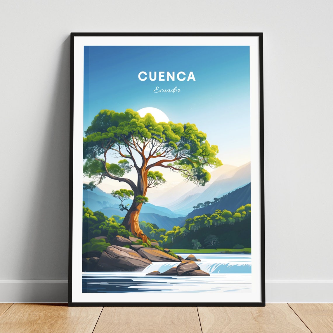 Cuenca Ecuador Giant Riverside Tree Forest Mountain Travel Poster