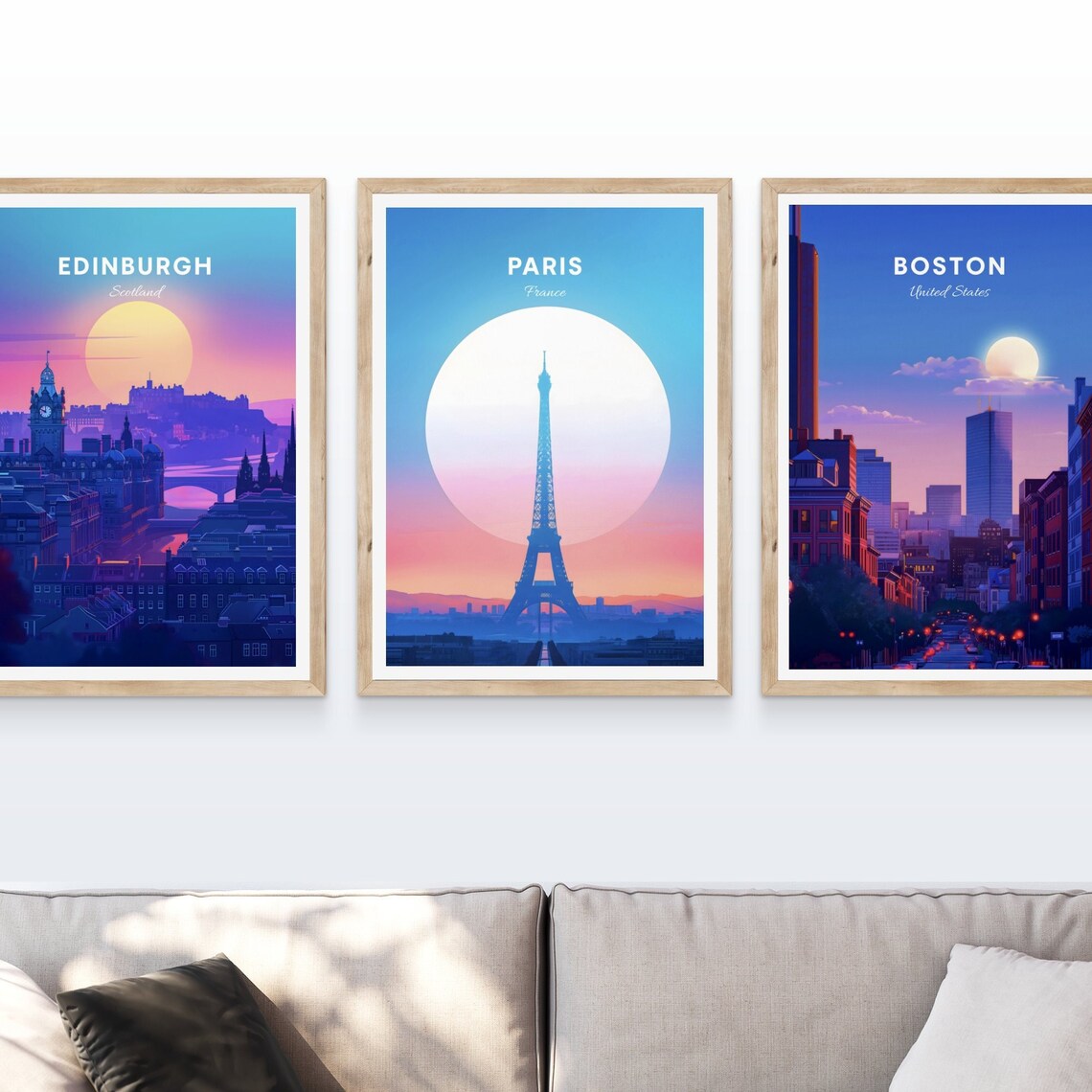 Paris France Eiffel Tower Pastel Sunrise Minimalist Travel Poster Art - Image 4