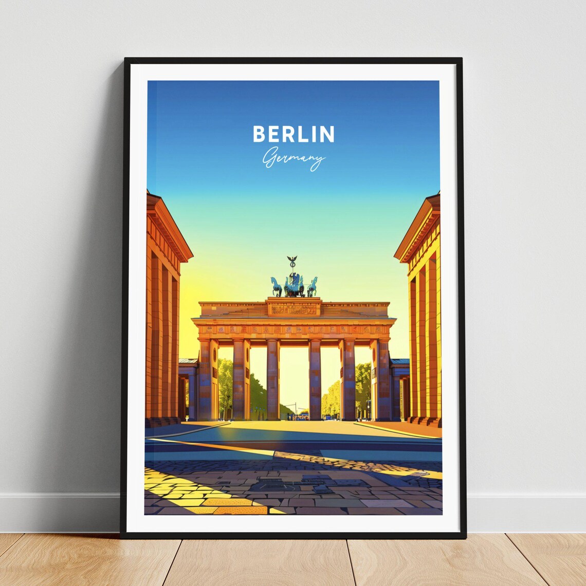 Berlin Germany Brandenburg Gate Golden Sunrise Travel Poster Art