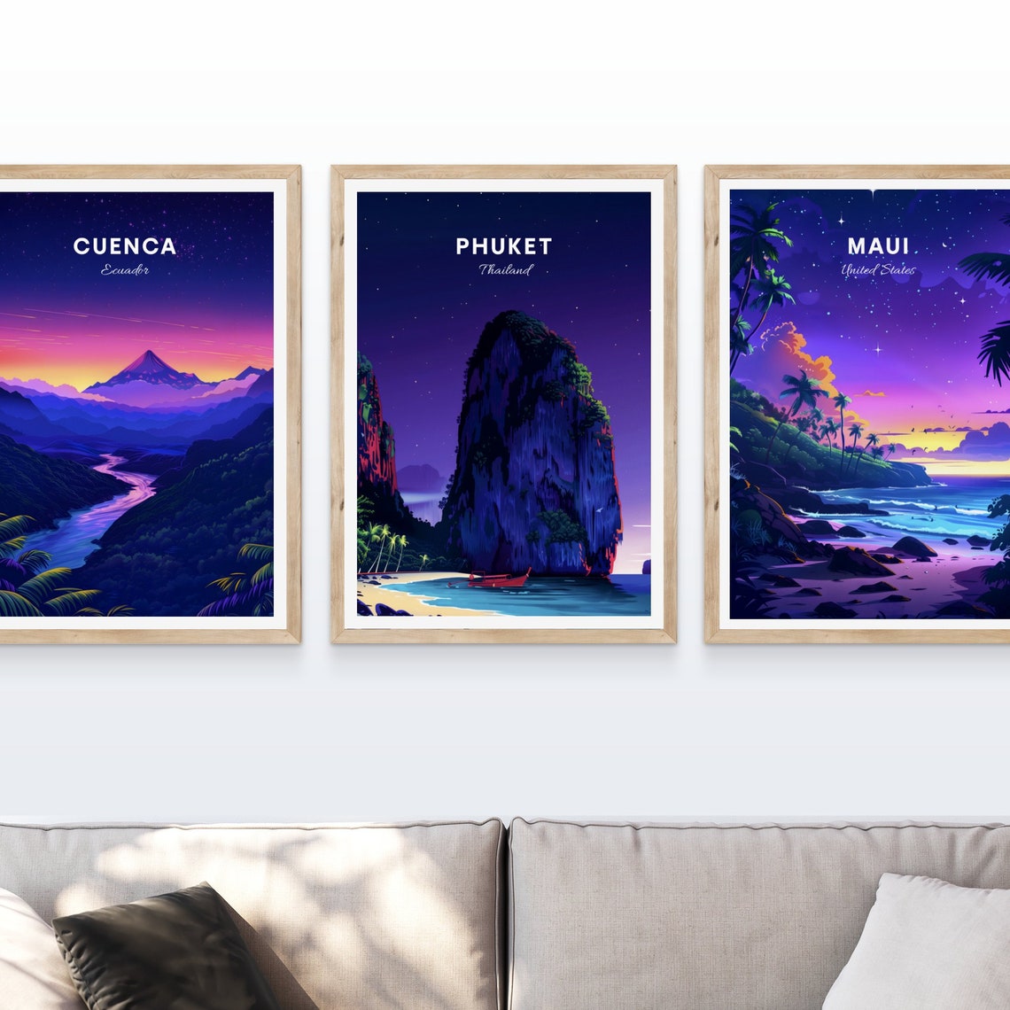 Phuket Thailand Phi Phi Islands Night Karsts Starry Sky Travel Poster - Image 3