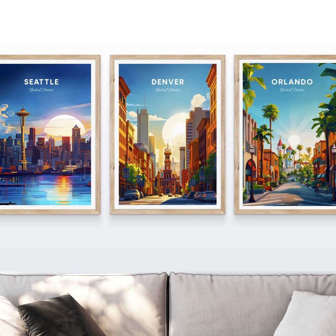 Denver Colorado Downtown Street Clock Tower Sunset Travel Poster - Image 4