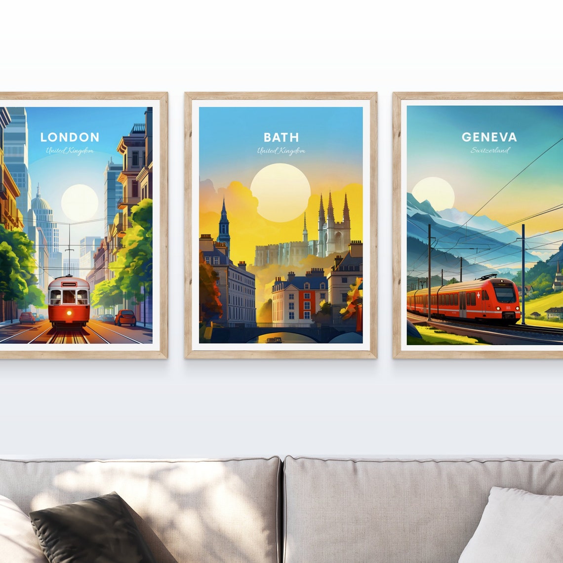 Bath England Rooftops Spires River Bridge Morning Sun Poster - Image 4