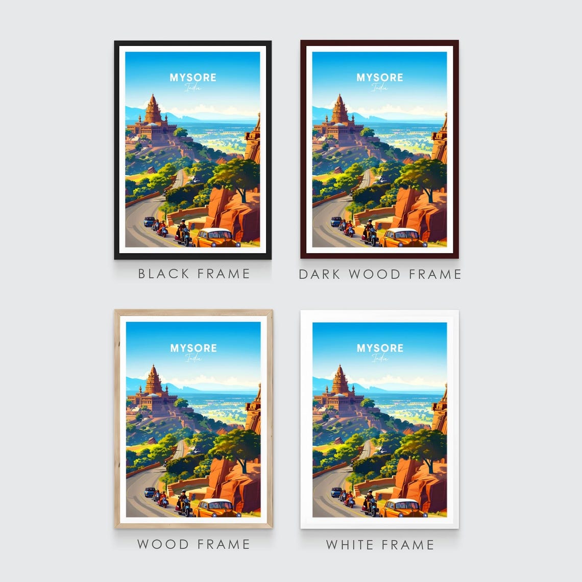 Mysore India Hilltop Temple and Winding Mountain Road Poster - Image 3