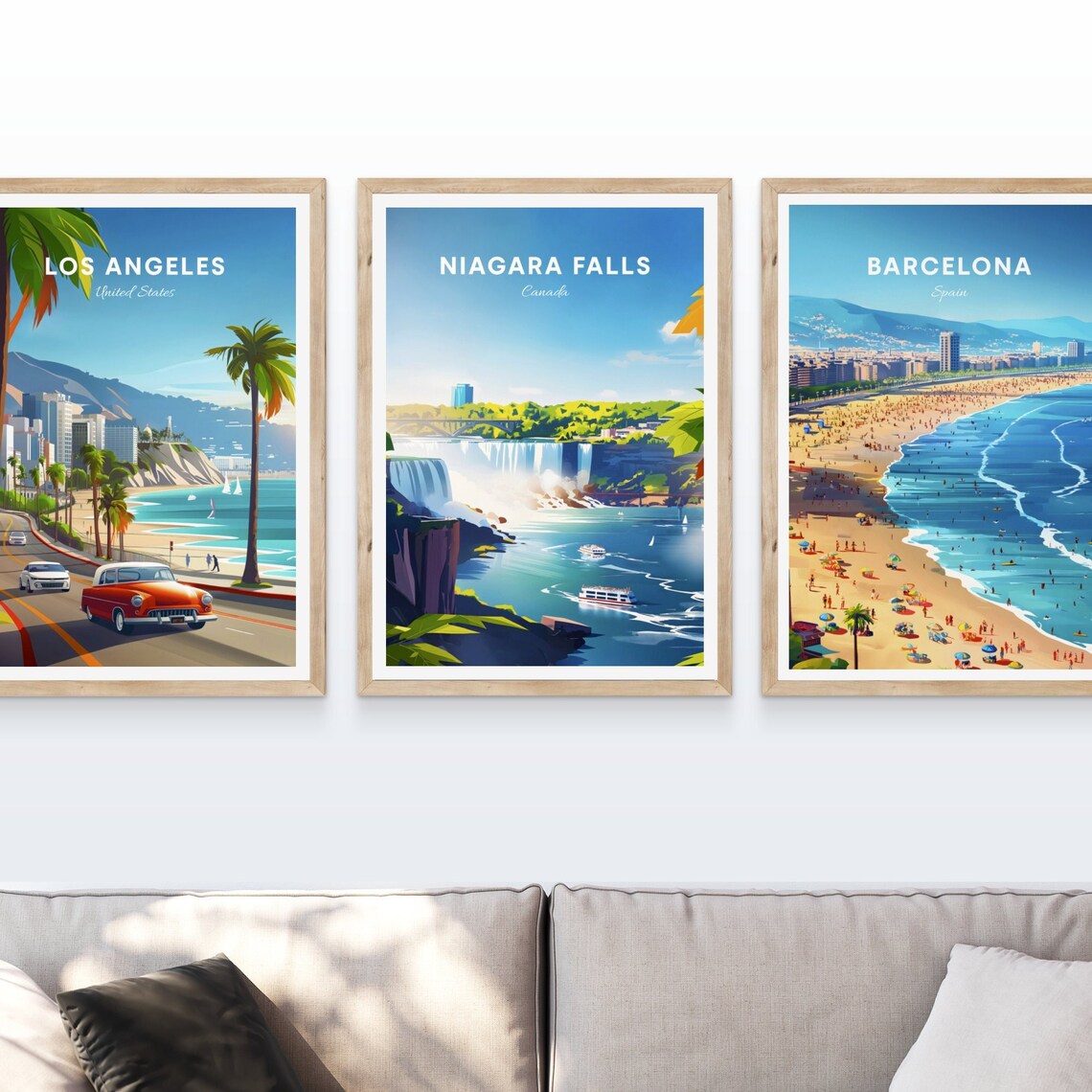 Niagara Falls Canada Waterfalls Tour Boats Illustration Poster - Image 3