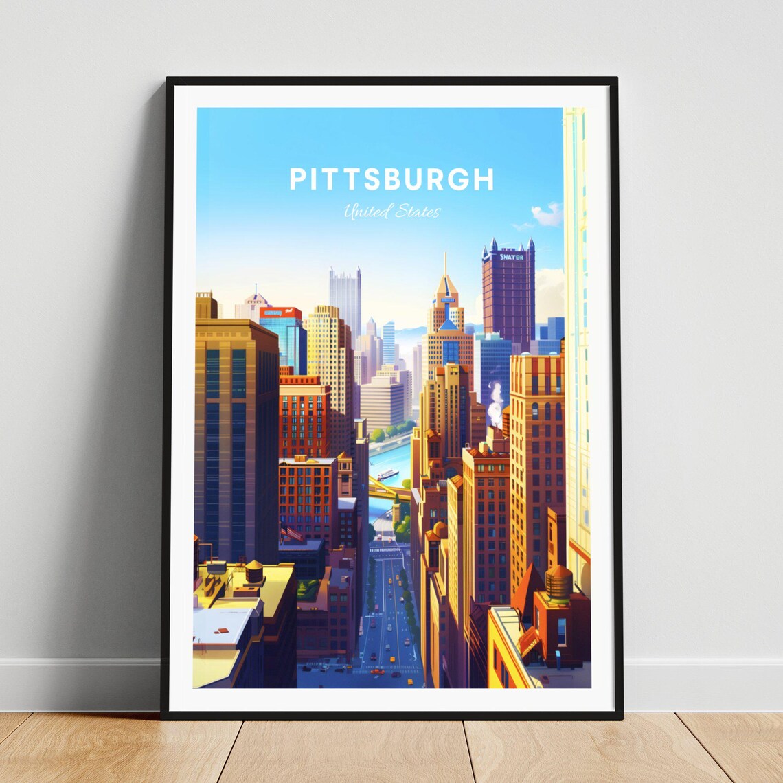 Pittsburgh United States Street Canyon toward the River Poster
