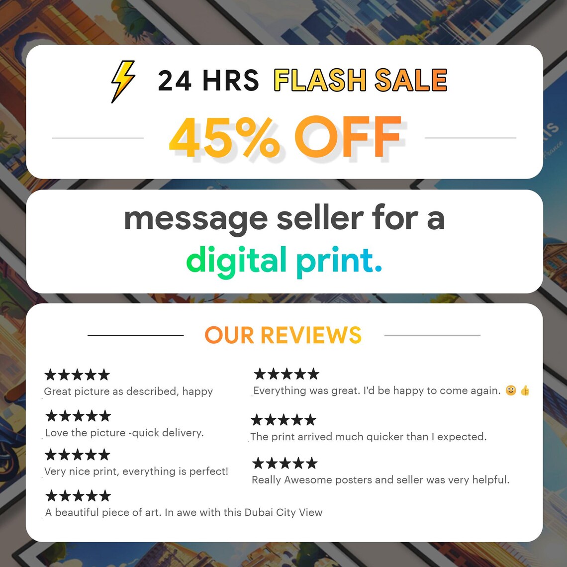 Flash Sale 45 Percent Off Shop Customer Reviews Announcement Poster