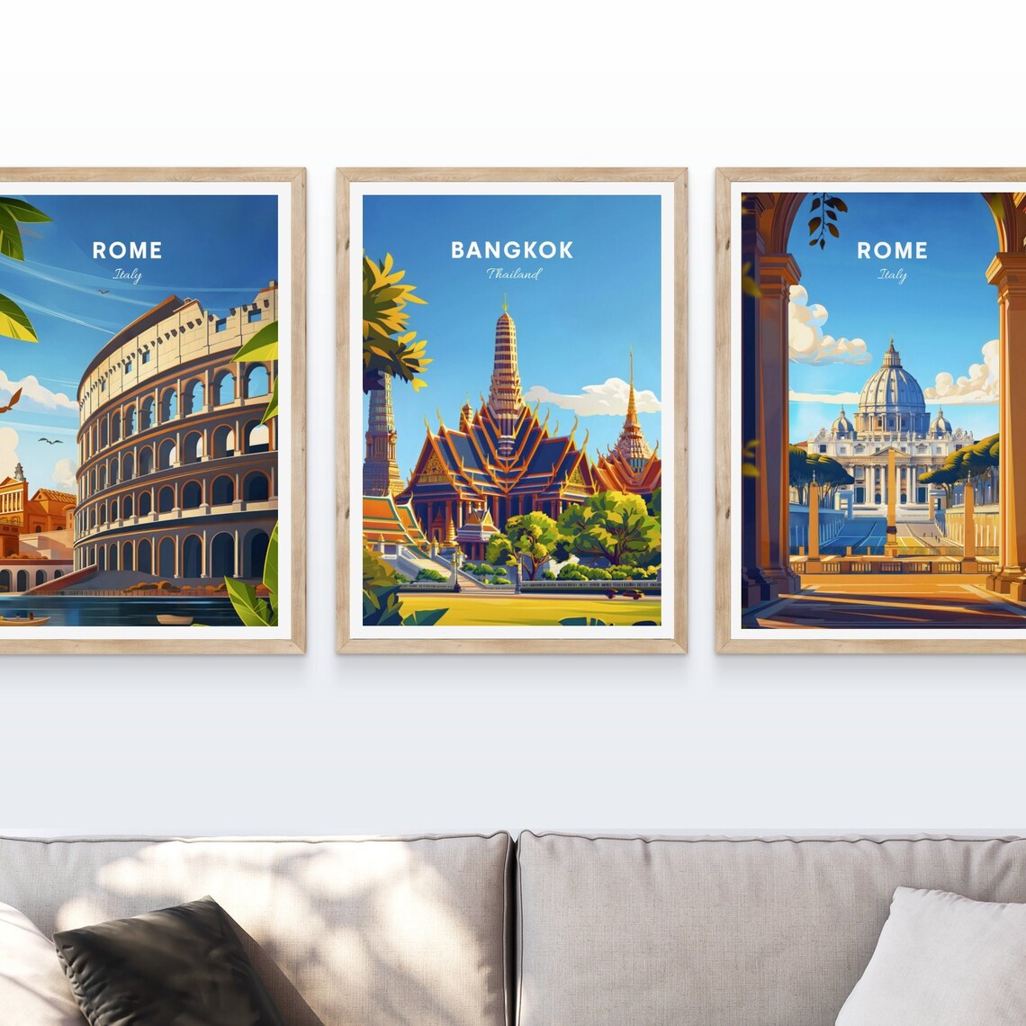 Bangkok Thailand Grand Palace Temple Golden Spires Landmark Poster - Image 3