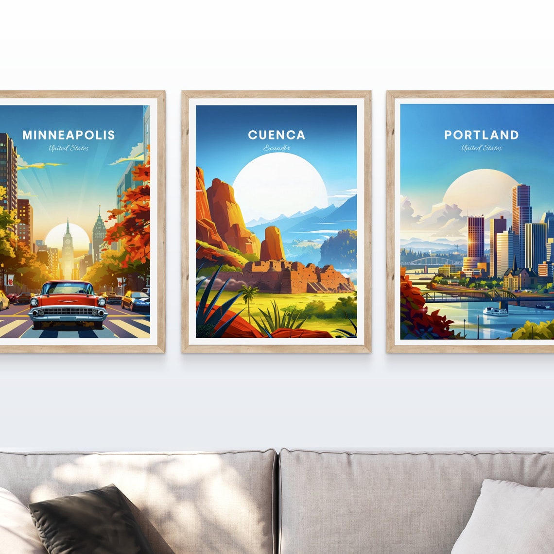 Cuenca Ecuador Red Rock Canyon Fortress Sunset Travel Poster - Image 4