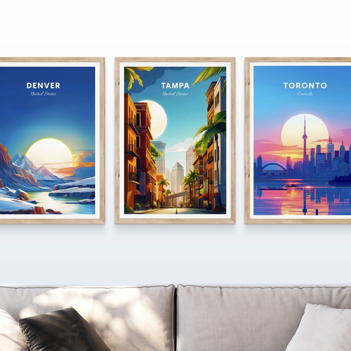 Tampa Florida Historic Downtown Street Palm Trees Moon Travel Poster - Image 4