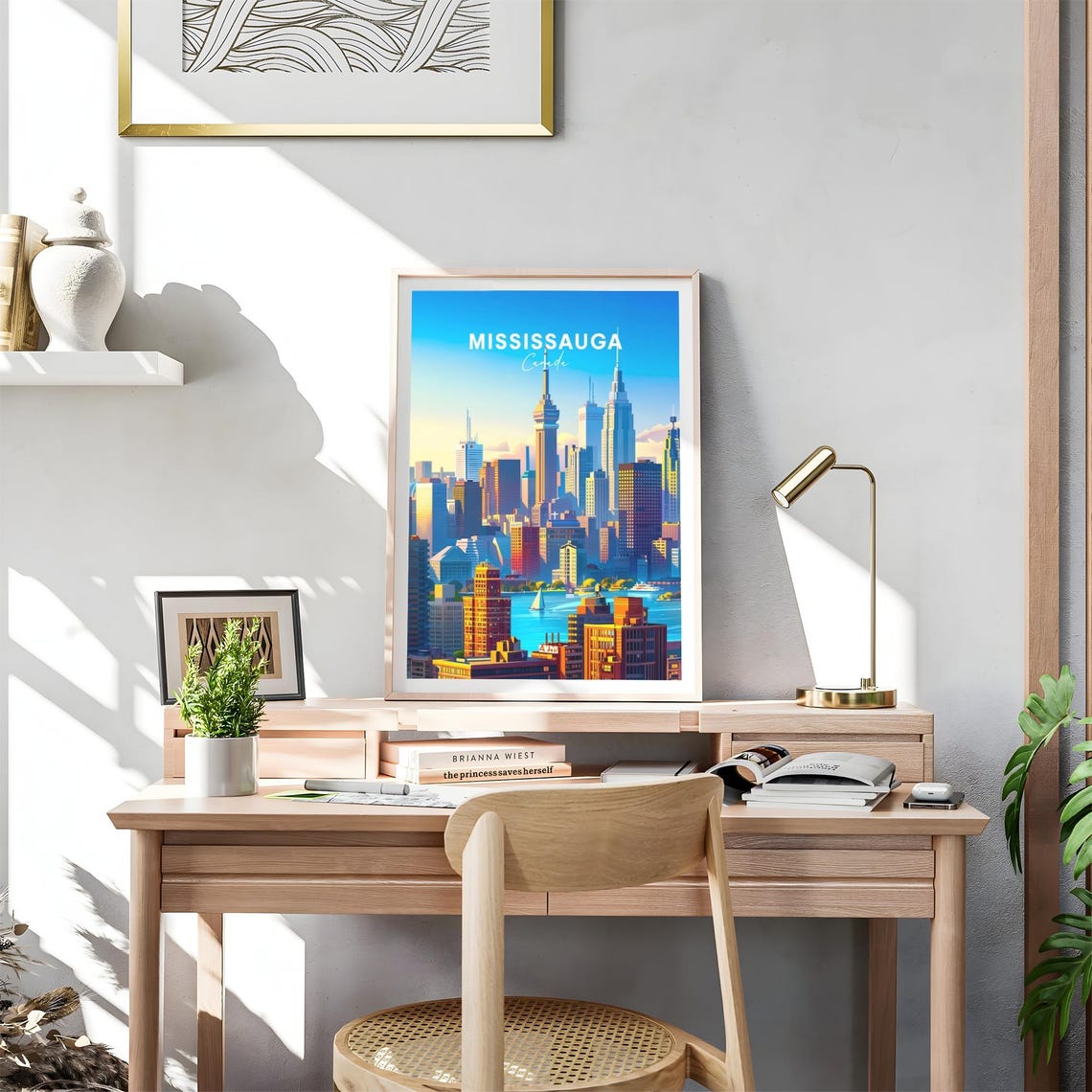 Mississauga Canada Skyline Tower Harbor Sailboat Sunset Poster - Image 4