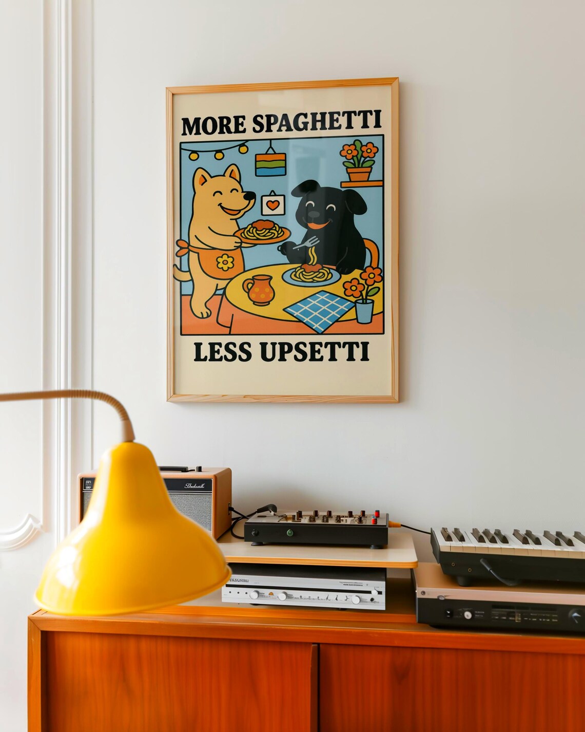 More Spaghetti Less Upsetti Dog Kitchen Quote Poster