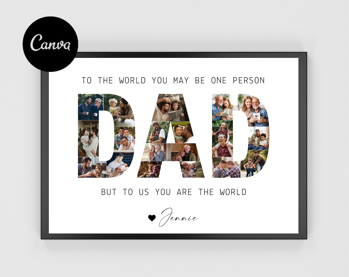 Dad Photo Collage, Fathers Day Gift Poster Print