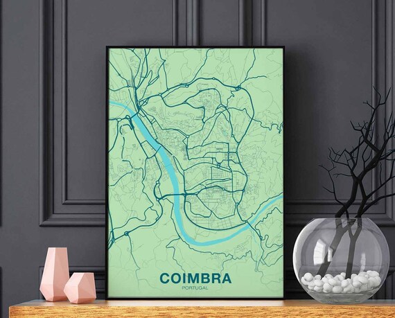 Coimbra Portugal Map Poster Color Hometown City Print Modern Home Decor Office Decoration Wall Art Dorm Bedroom Gift