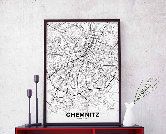 Chemnitz Germany Map Poster Hometown City Print Modern Home Decor Office Decoration Wall Art Dorm Bedroom Gift