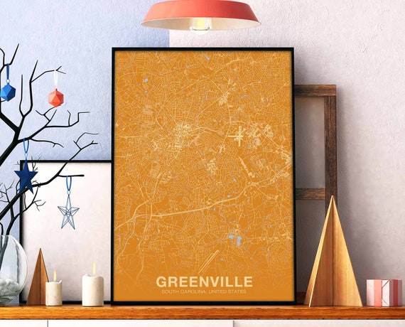 Greenville South Carolina Sc Usa Poster Color Hometown City Print Modern Home Decor Office Decoration Wall Art Dorm Bedroom Gift
