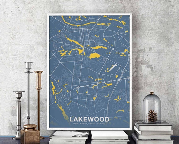 Lakewood New Jersey Nj Usa Poster Color Hometown City Print Modern Home Decor Office Decoration Wall Art Dorm Bedroom Gift
