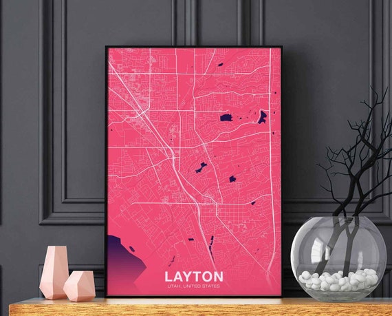 Layton Utah Ut Usa Poster Color Hometown City Print Modern Home Decor Office Decoration Wall Art Dorm Bedroom Gift