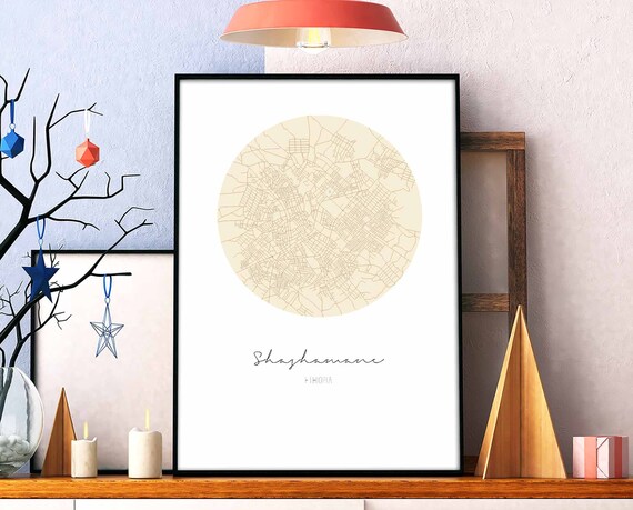 Shashamane Ethiopia Round Street Map Minimalist Wall Decor Poster